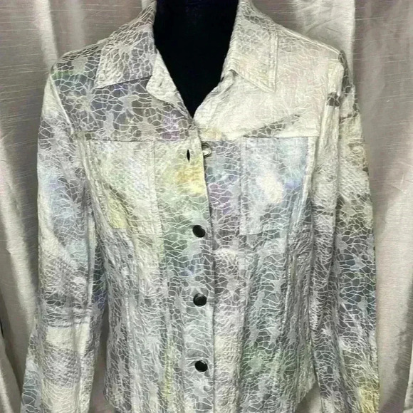 Kaktus Women’s Medium Textured Multi-Colored Long Sleeve Button Up Blazer - Picture 1 of 8